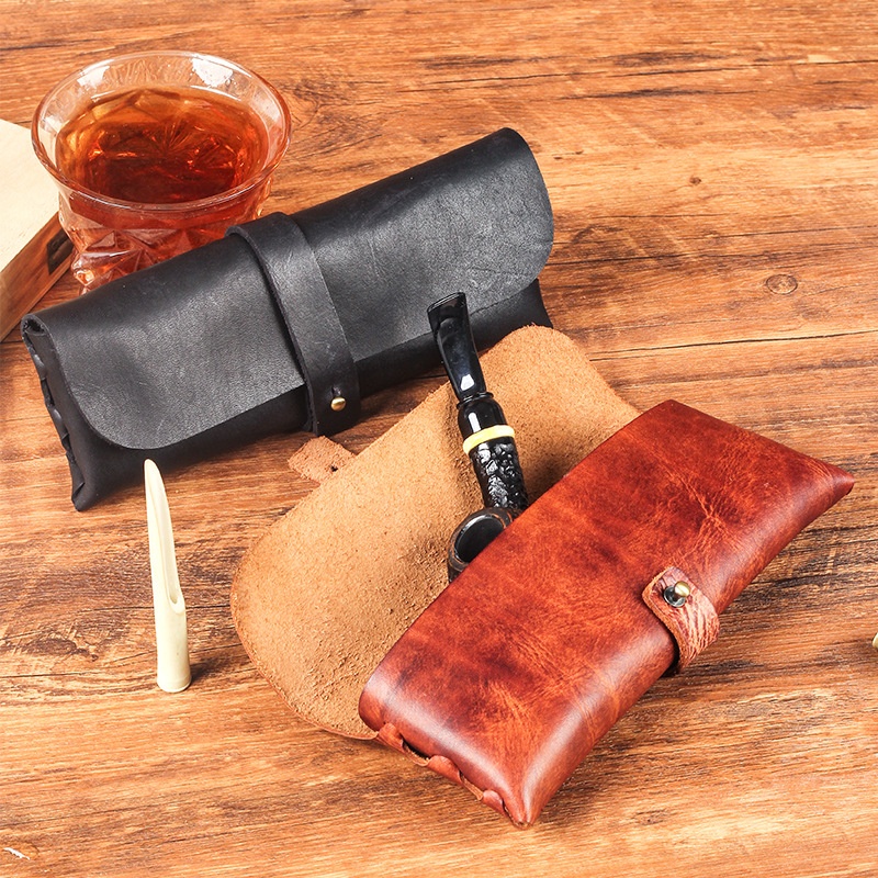 Travel Accessories Pouch For Men - Pochette vintage en cuir de vachette