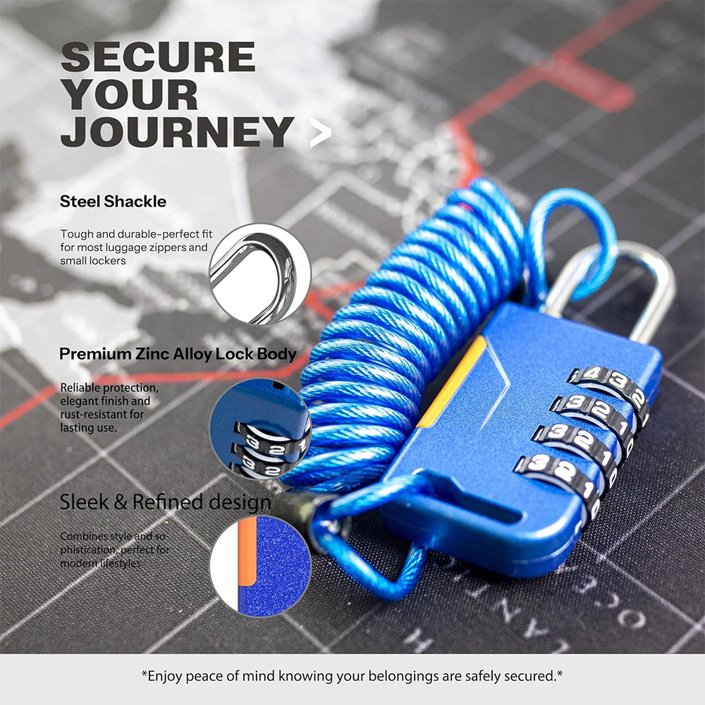 Cadenas à combinaison à 4 chif - Cable Lock Combination avis et prix
